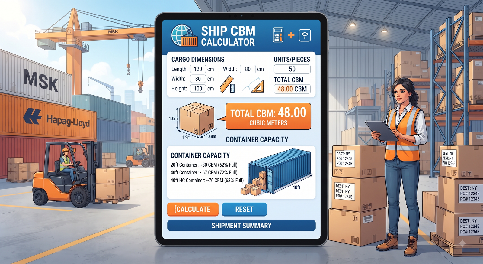 CBM Calculator for export and import shipment volume